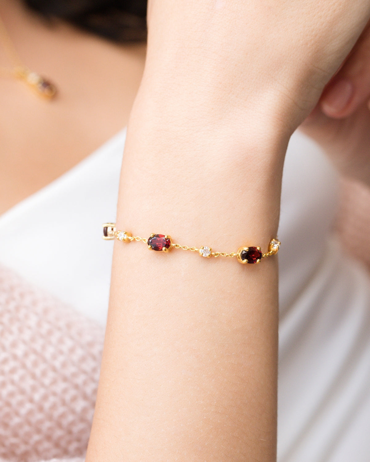 Mini Set 2 - Garnet Jewellery Set in 18k Gold Vermeil
