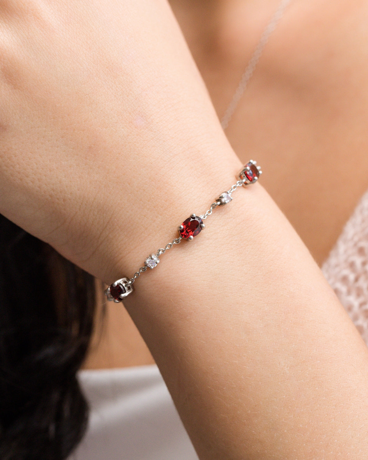 Complete Set - Garnet Jewellery Set in Sterling Silver