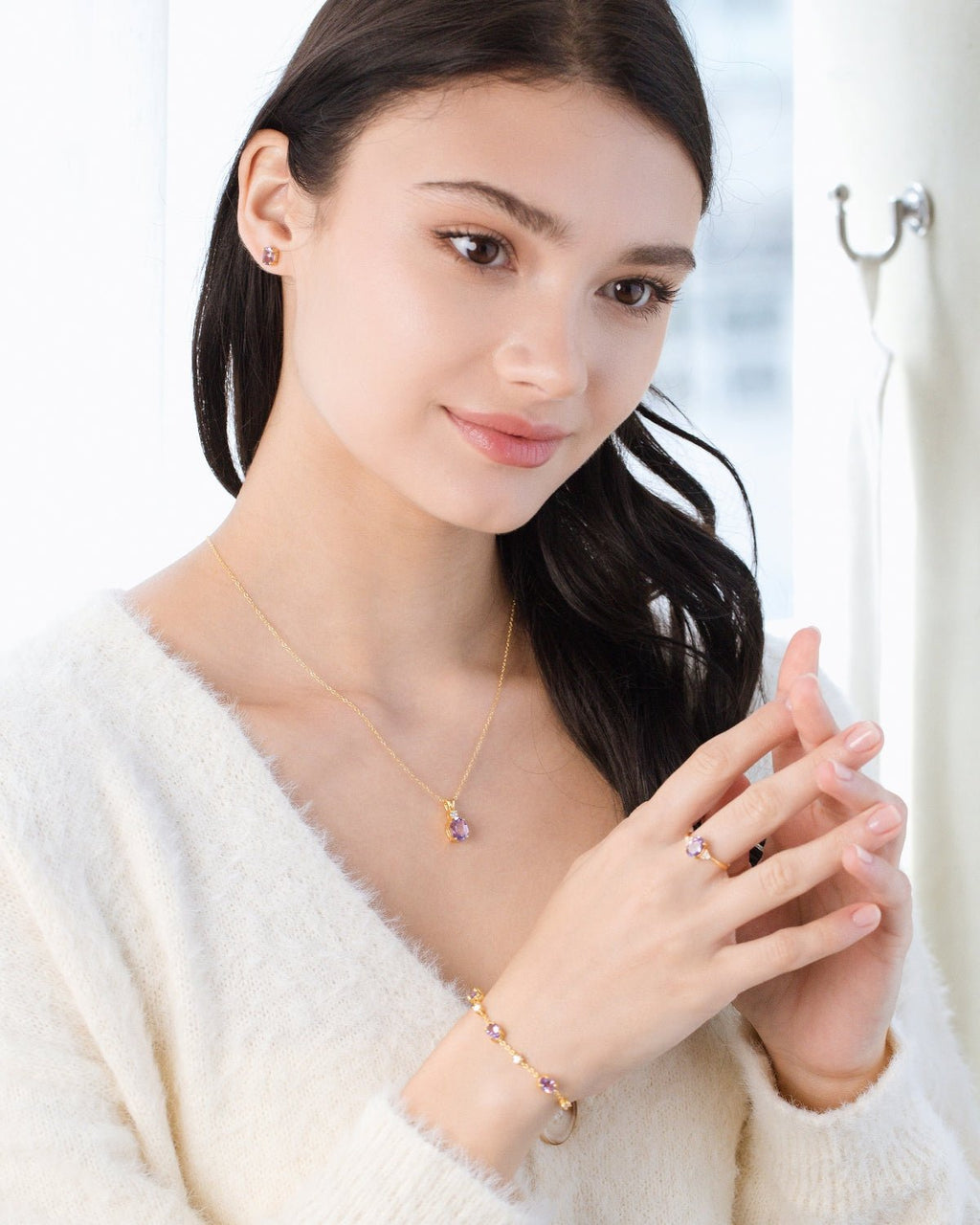 Lavender Amethyst Pendant Necklace in 18k Gold Vermeil