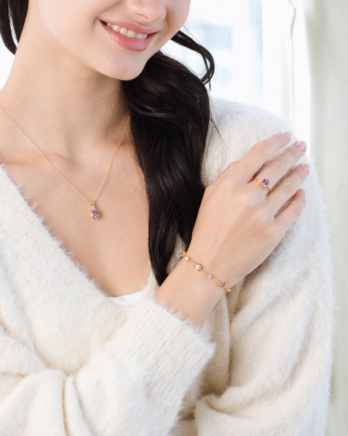 Mini Set 2 - Amethyst Jewellery Set in 18k Gold Vermeil