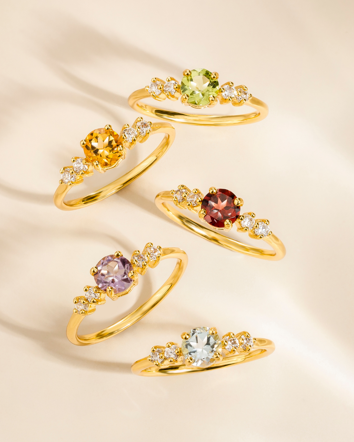 Lavender Amethyst Five Stone Ring in 18k Gold Vermeil