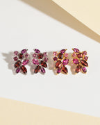 Large Red Gemstone Cluster Earrings in 18k Gold Vermeil
