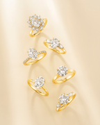 2.5 ct Oval Moissanite Halo Engagement Ring in 18k Gold Vermeil