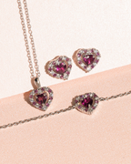 Red Heart Rhodolite Garnet Stud Earrings in Sterling Silver