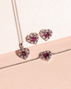 Red Heart Rhodolite Garnet Bracelet in Sterling Silver