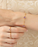 Pink Sapphire & Amethyst Stackable Half Eternity Band in 18k Gold Vermeil