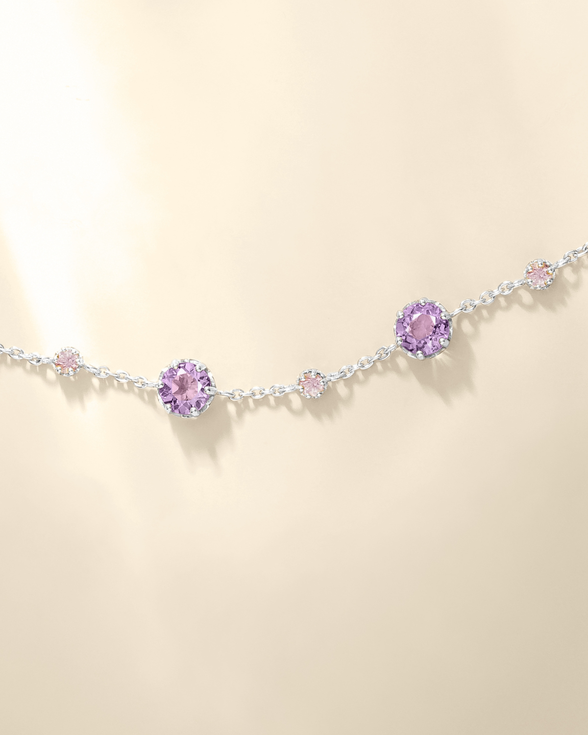 Pink Sapphire & Amethyst Jewellery Set in Sterling Silver