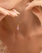 Pink Sapphire Pendant Necklace in 18k Gold Vermeil