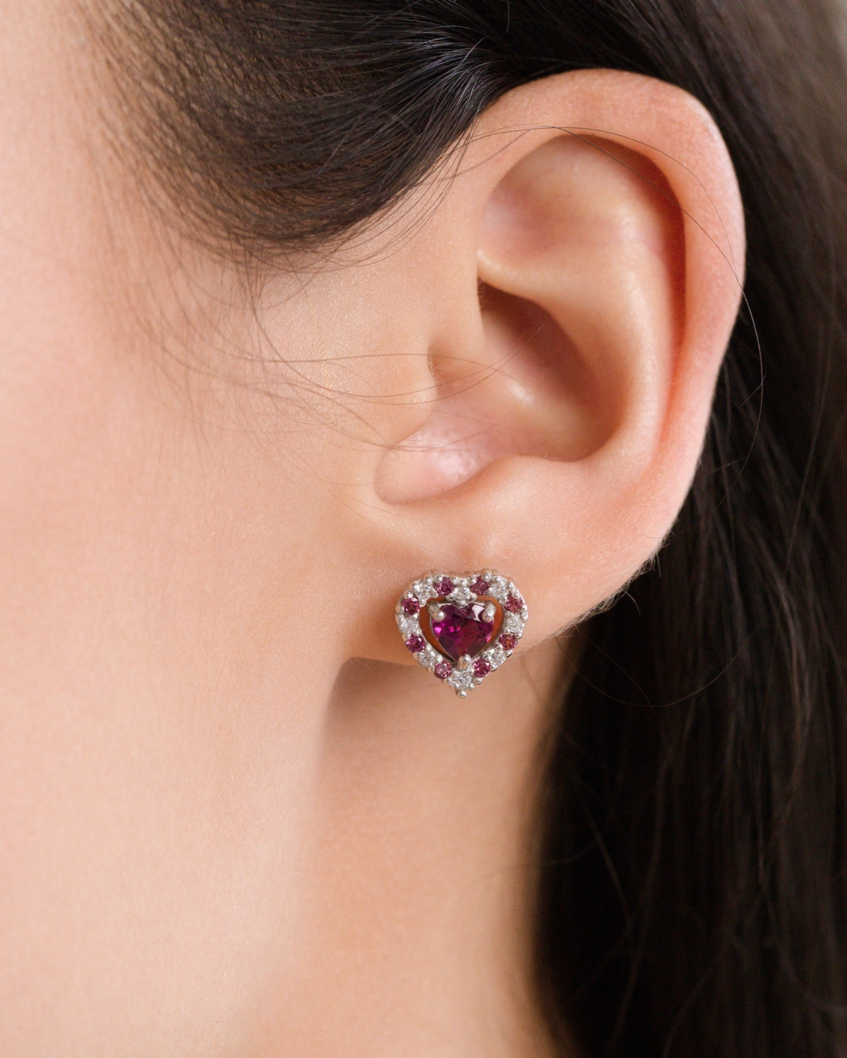 Red Heart Rhodolite Garnet Jewellery Set in Sterling Silver