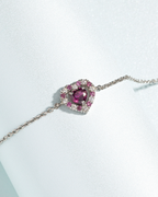 Red Heart Rhodolite Garnet Bracelet in Sterling Silver