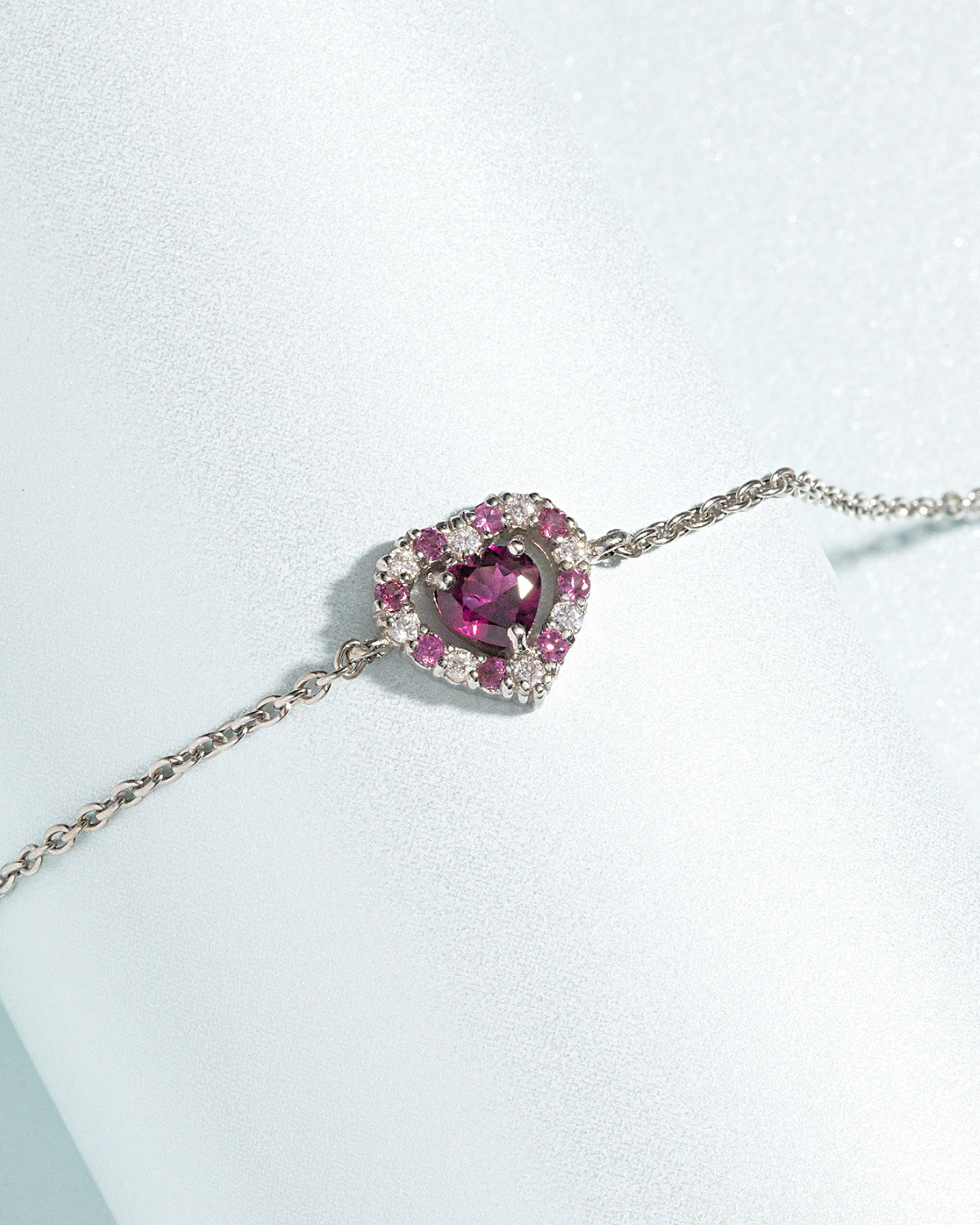 Red Heart Rhodolite Garnet Jewellery Set in Sterling Silver