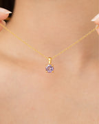 Lavender Amethyst Solitaire Pendant Necklace in 18k Gold Vermeil