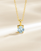 Sky Blue Topaz Solitaire Pendant Necklace in 18k Gold Vermeil