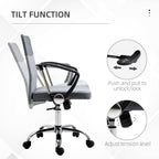 Office Chair Linen Fabric Swivel Computer Desk Chair Home Study Adjustable Chair with Wheels, Grey