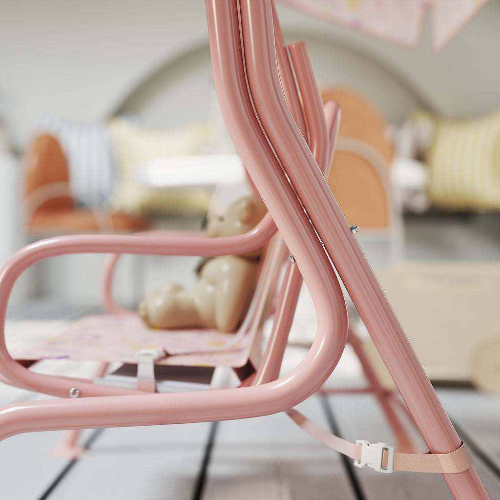 Kids Garden Swing Chair, Swing Seat with Adjustable Canopy, Pink
