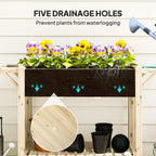 Wooden Raised Planter with Lockable Wheels, Liner