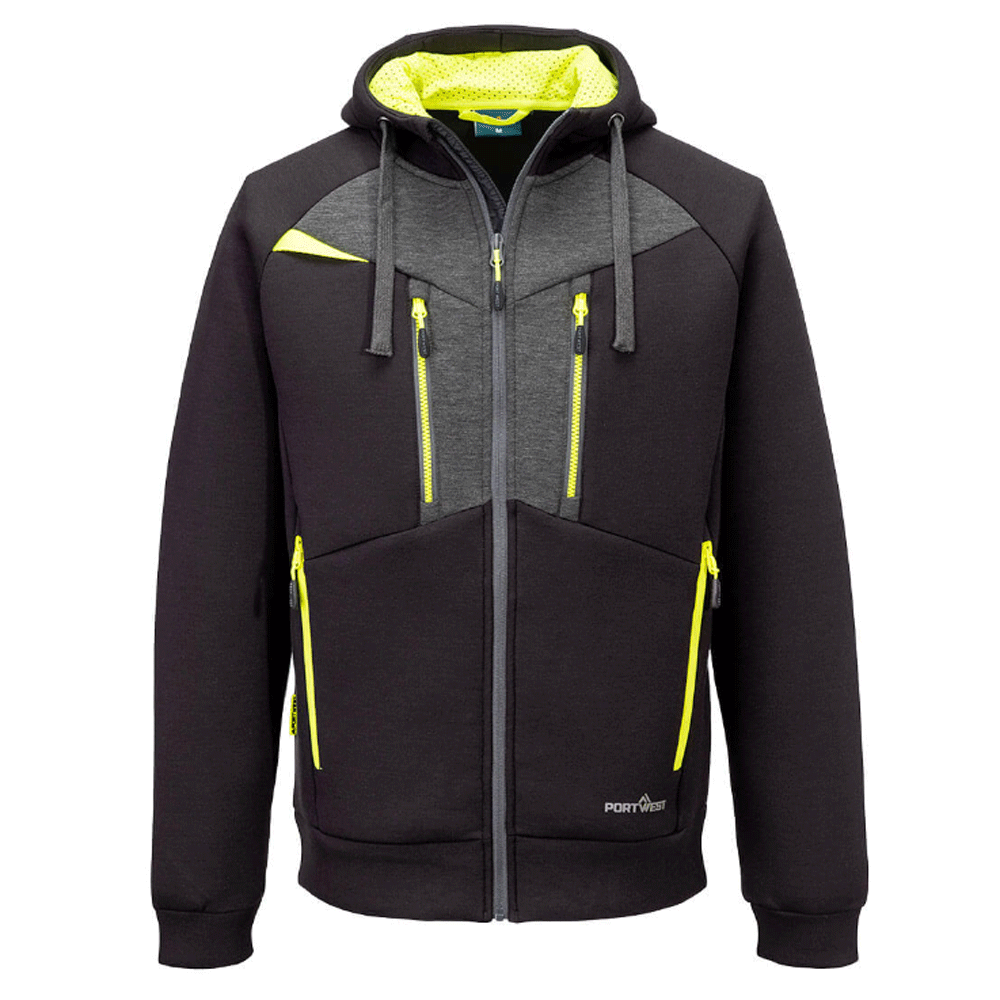 Portwest DX472 DX4 Moisture Wicking Full Zip Work Hoodie Various Colours Moss Green