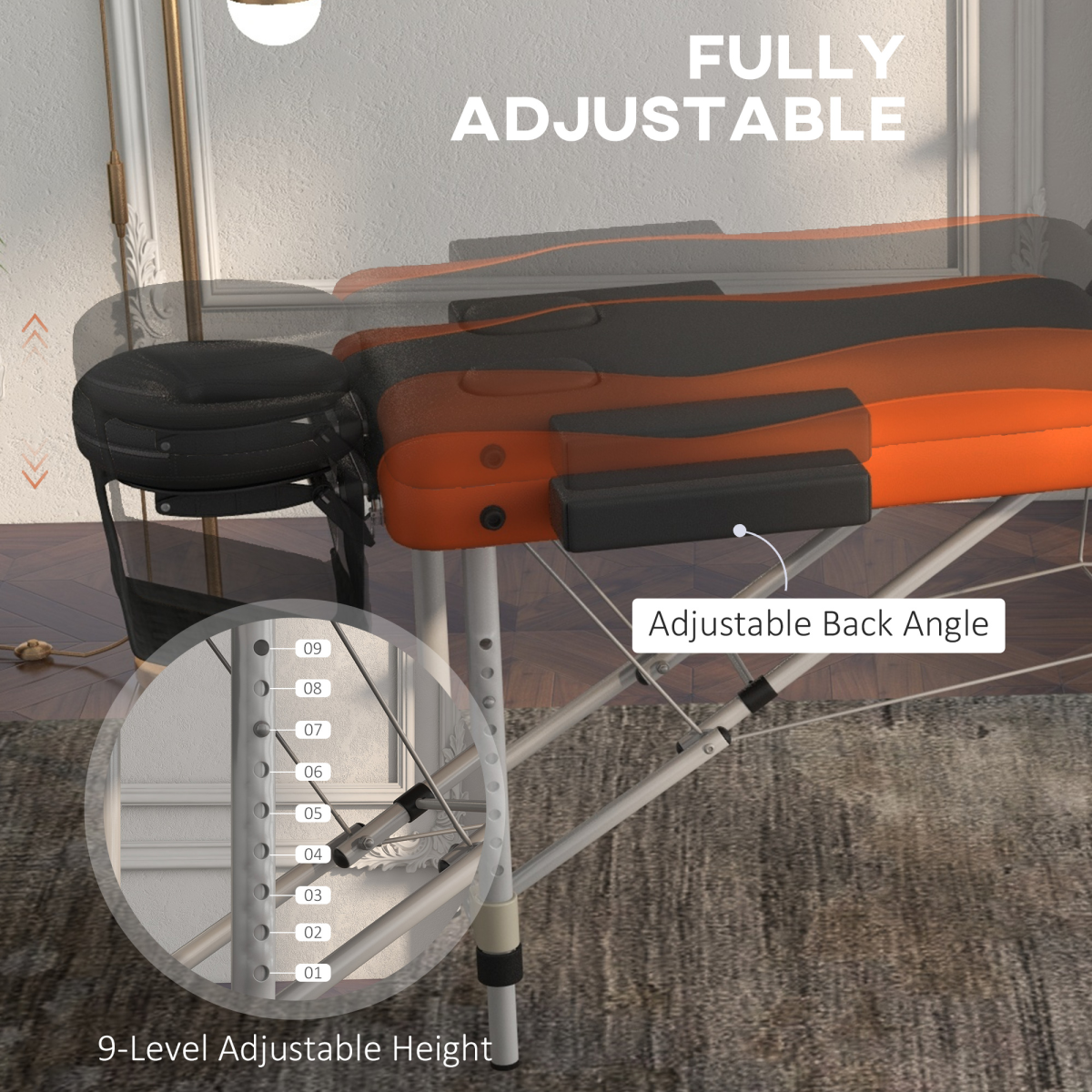 Portable Massage Table Beauty Therapy Couch Bed Spa Aluminum Orange