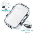 Glass Food Storage Containers 2 Sizes 1050ml and 370ml 10 Pack