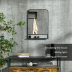 Rectangle Wall Mirror with Shelf 70 x 50 cm, for Living Room, Bedroom