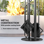 5 PCS Fireplace Companion Set, Metal Fireside Companion Set, Silver