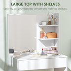 Dressing Table with Mirror and Storage, Modern Vanity Desk, White