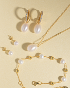 Freshwater Pearl Hoop Drop Earrings in 18k Gold Vermeil