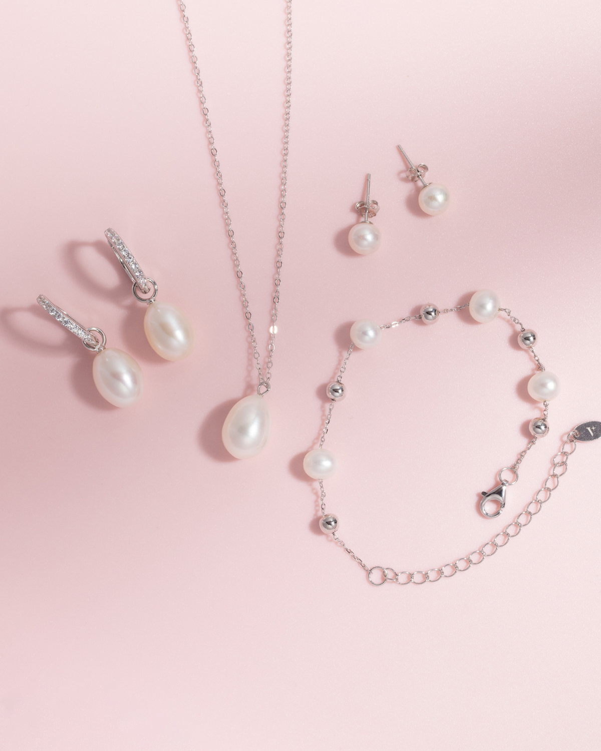 Freshwater Pearl Hoop Drop Earrings with Removable Pearls in Sterling Silver