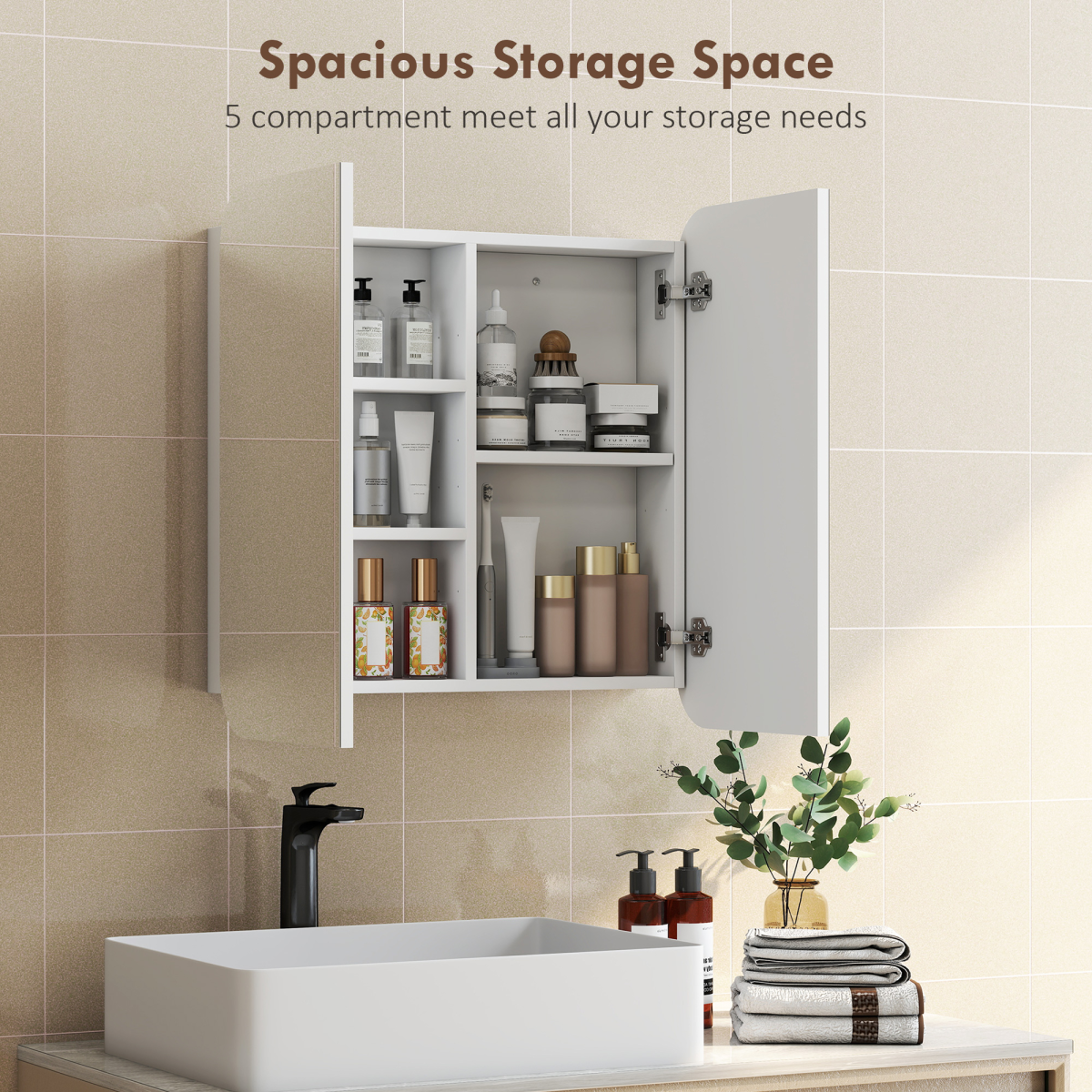 Arched Bathroom Mirror Cabinet, Wall Mounted