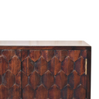 Solid Wood Mini Pineapple Carved Light Walnut Cabinet, Brown, 2 Doors