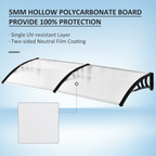 Outdoor Curved Window Porch Canopy Awning UV Rain Cover 0.8x2m Clear
