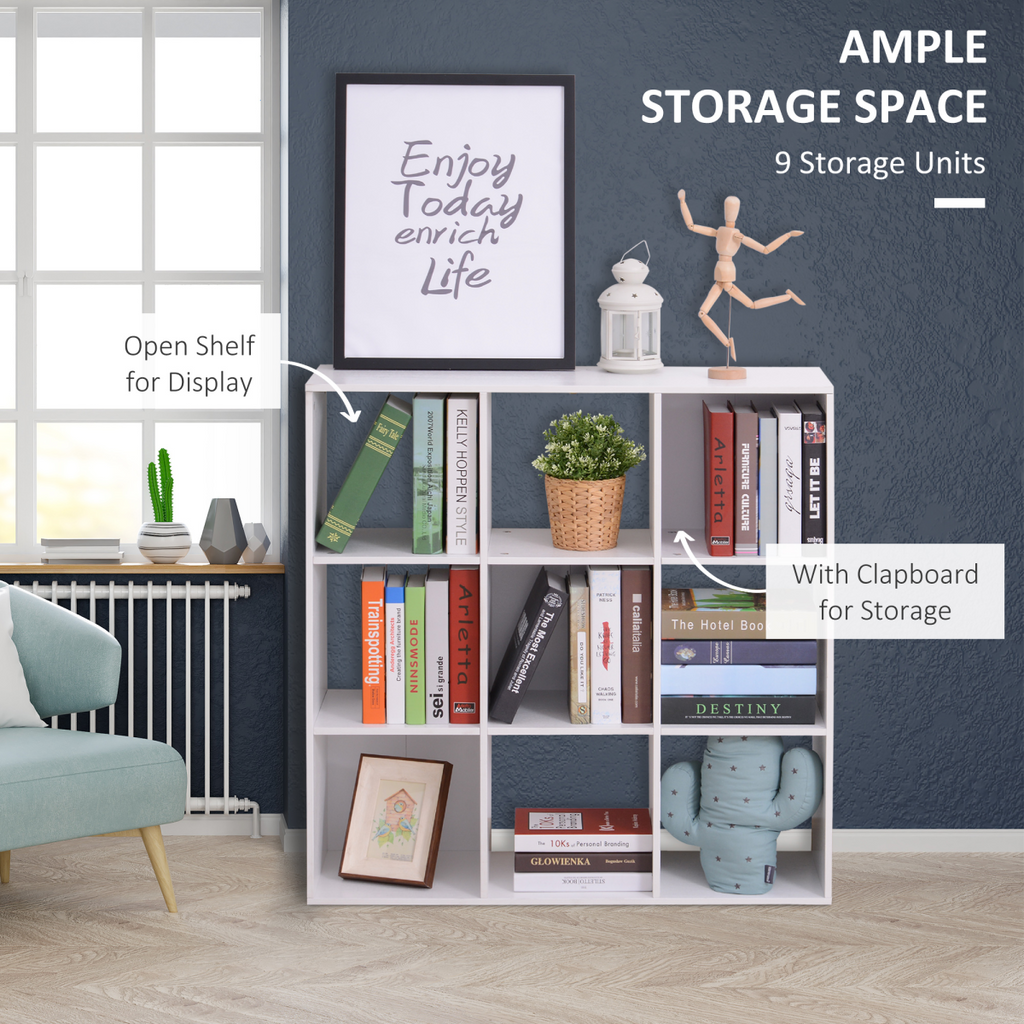9 Cube Storage Cupboard Bookcase Bookshelf Home Office, White