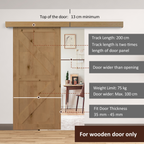 Sliding Barn Door Closet Hardware Track Kit for Slingle Door 6.5FT/2000mm