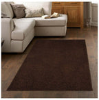 Chocolate Brown Washable Solid Shaggy Rug