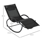 Patio Rocking Lounge Chair Zero Gravity Chaise w/ Padded Pillow