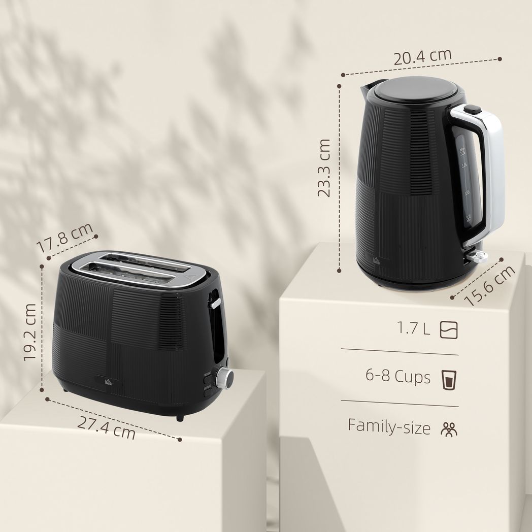 1.7L Fast Boil Electric Kettle and 2 Slice Water Toaster Set