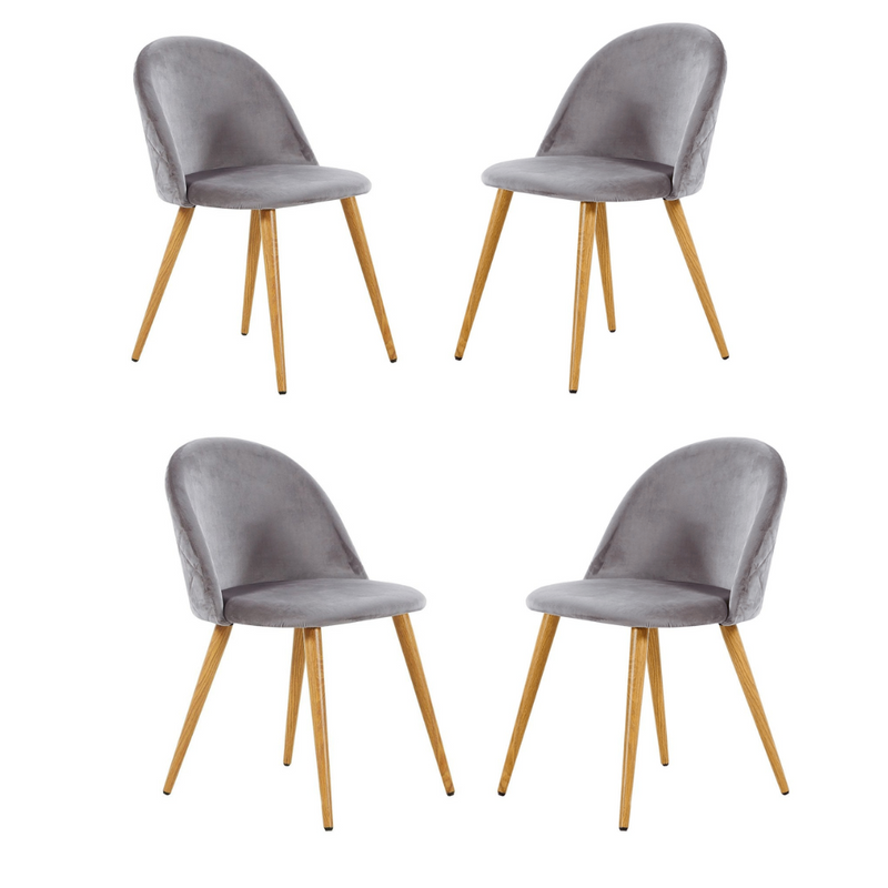 Velvet Dining Chair Or Dressing Table Chair Grey Set of 4
