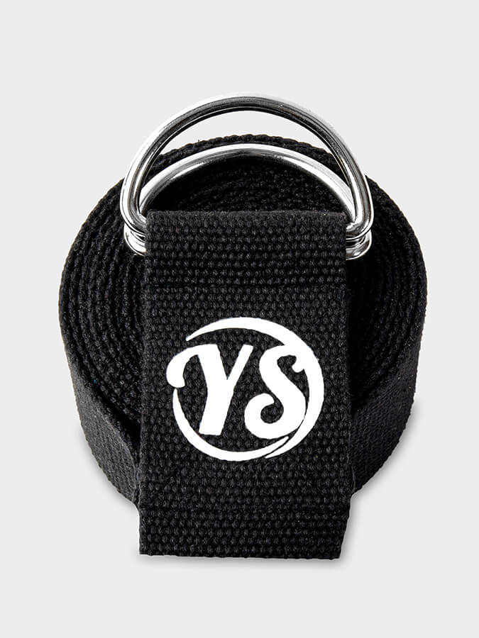 GOTS Organic Cotton D-Ring 2.5m Yoga Belt Strap Black