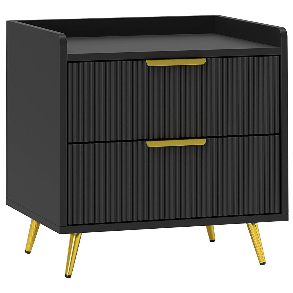 Bedside Table with 2 Drawers for Bedroom, Living Room Black