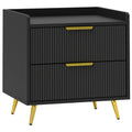 Bedside Table with 2 Drawers for Bedroom, Living Room Black
