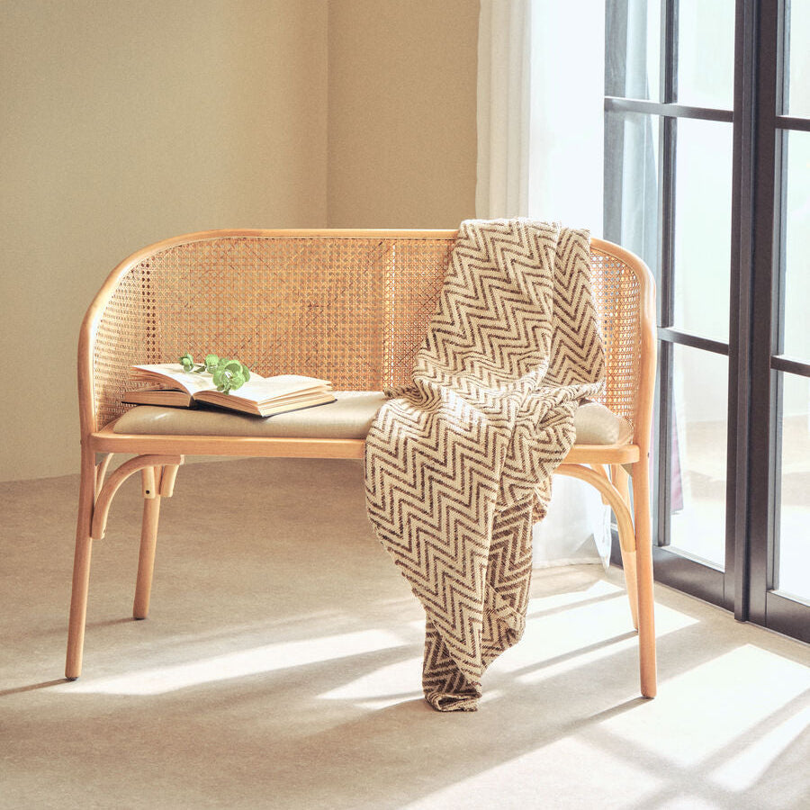 Beige Woven Throw
