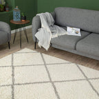 Ivory Trellis Shaggy Rug