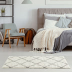 Ivory Trellis Shaggy Rug