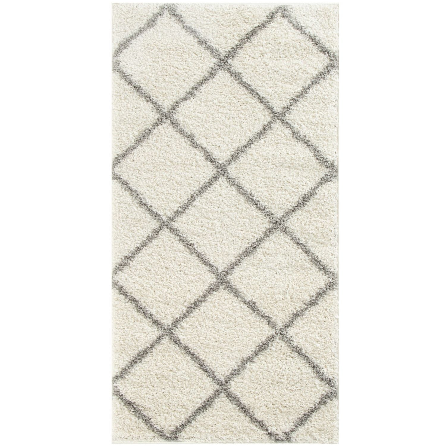 Ivory Trellis Shaggy Rug