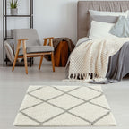 Ivory Trellis Shaggy Rug