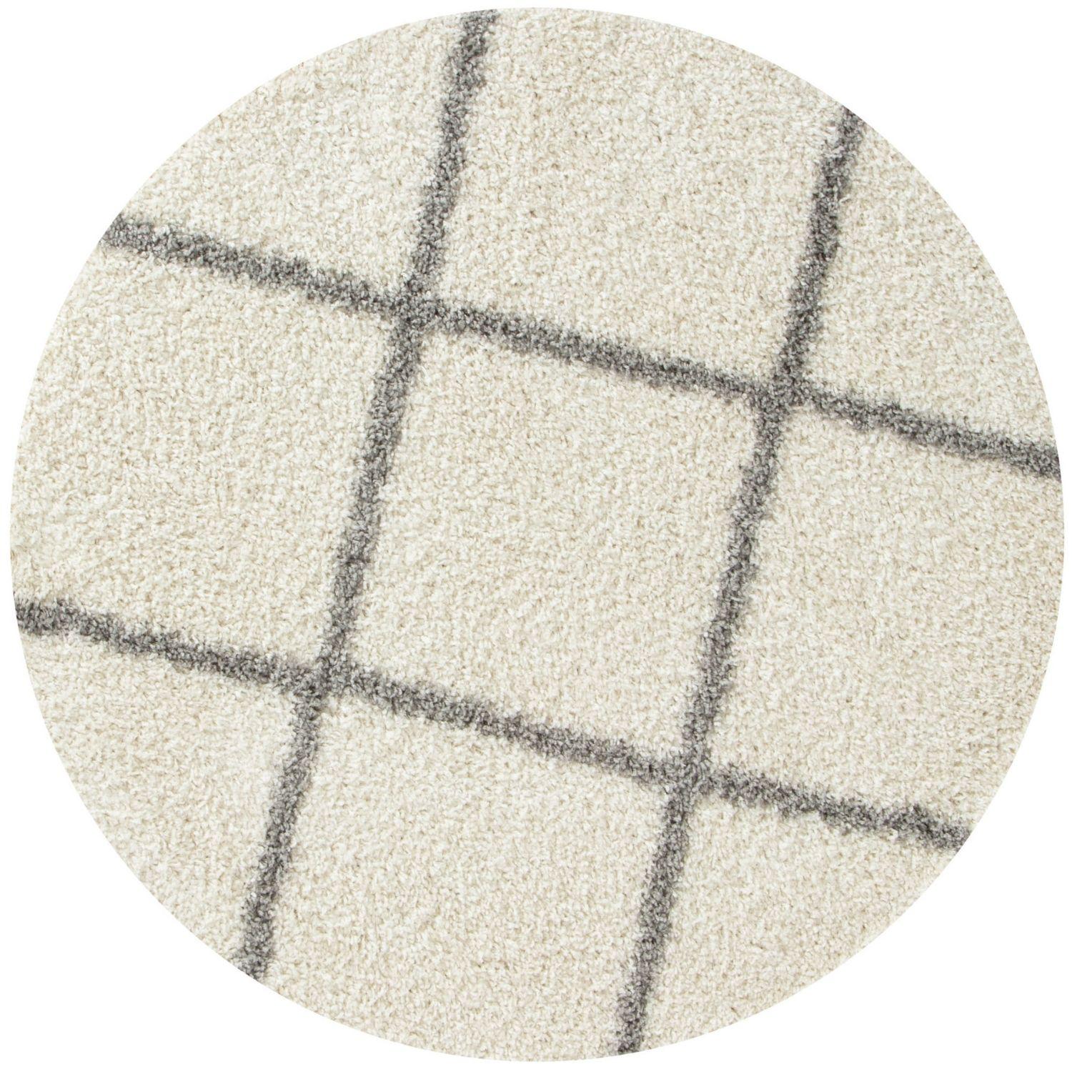 Ivory Trellis Shaggy Rug Ø 120 cm