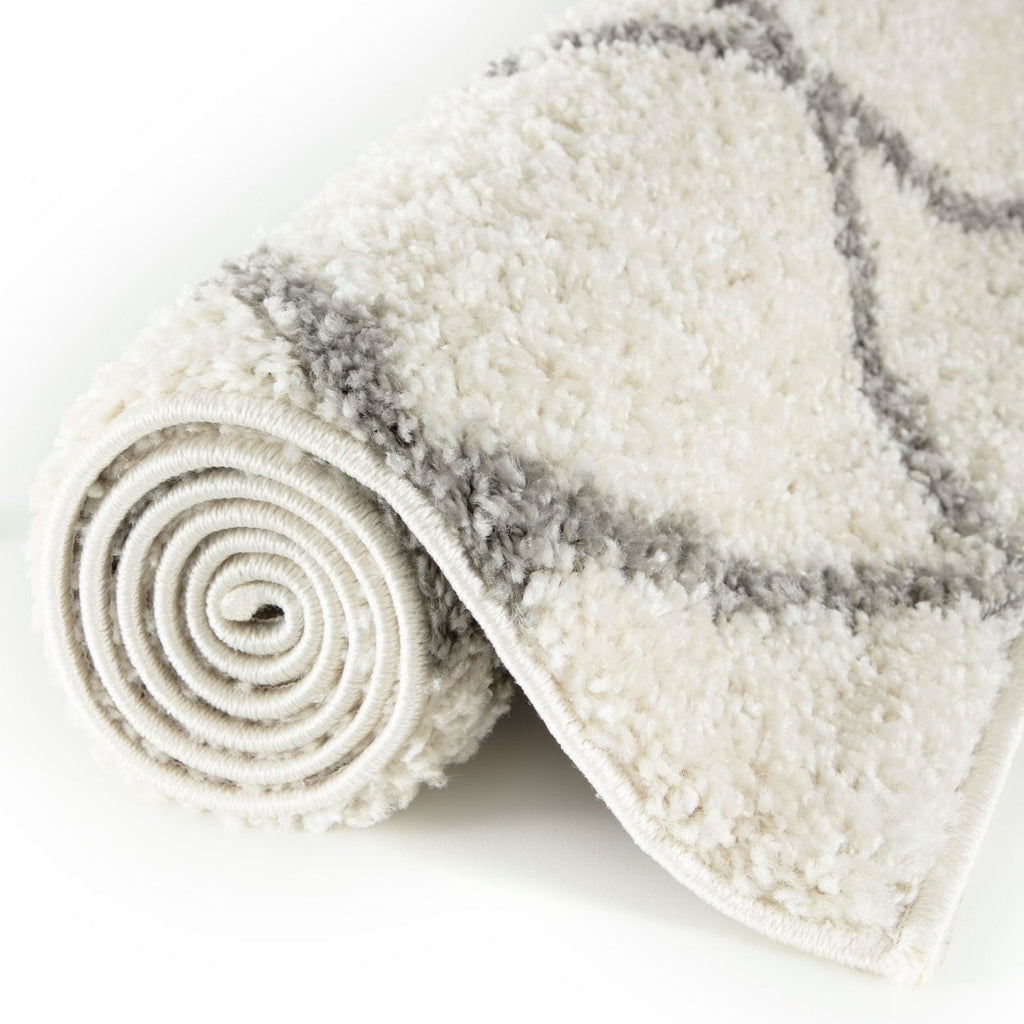 Ivory Trellis Shaggy Rug