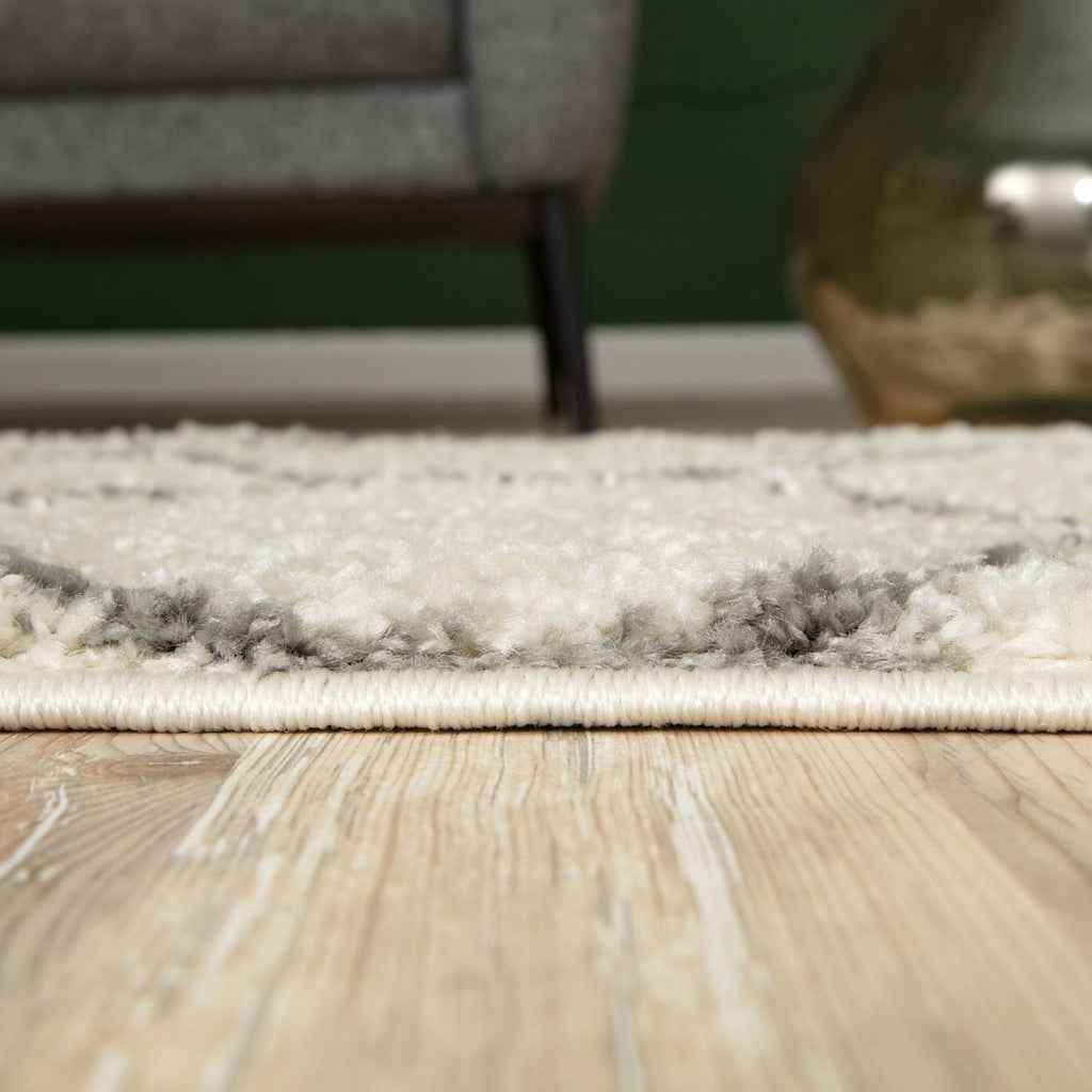 Ivory Trellis Shaggy Rug