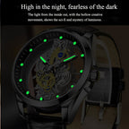 Gold Skeleton Automatic Quartz Watch with Luminous Effect