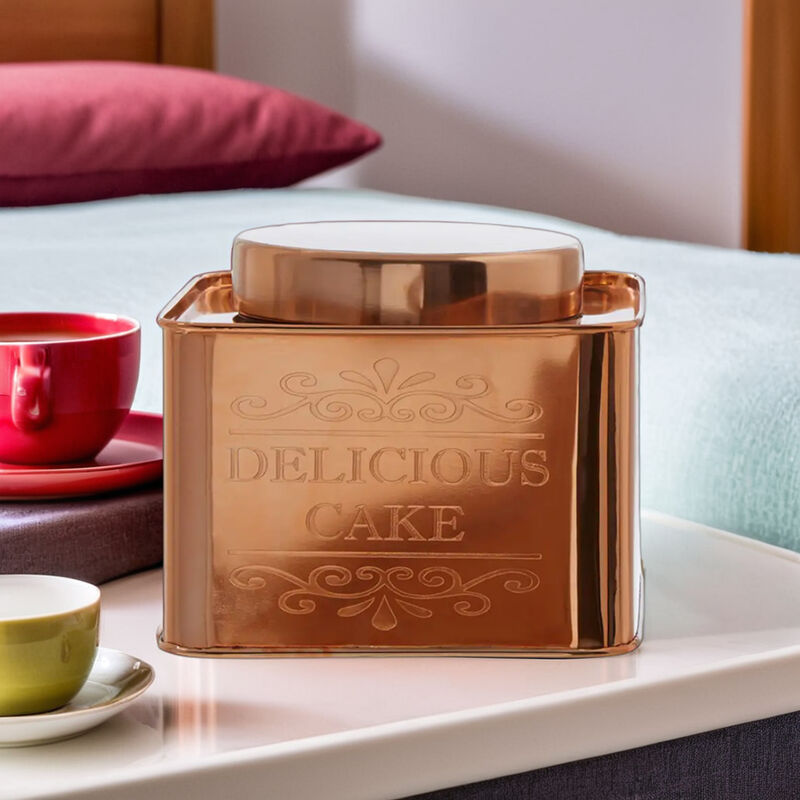 Square Copper Finish Cake Canister